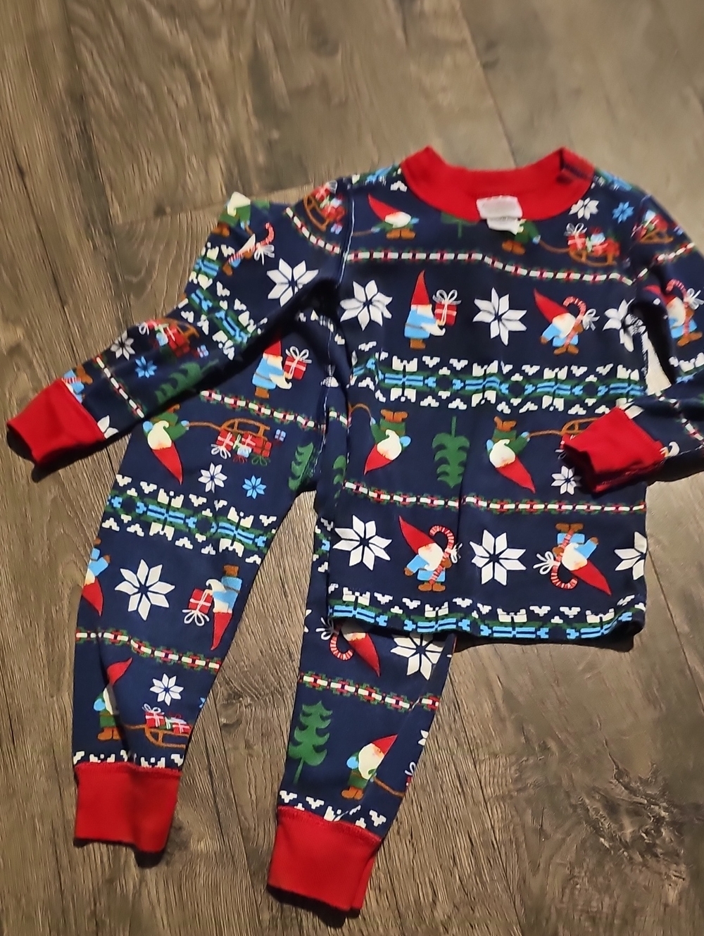 Hanna Andersson Gnome Navy Holiday Pajama Set Festive Christmas 3t Boy Girl